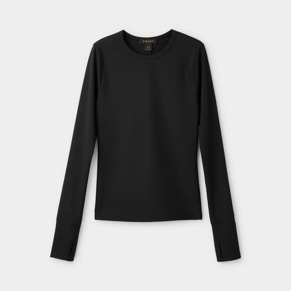 NWT UPF 50+ Black Fitted Rib Crewneck from Tilley Size Small